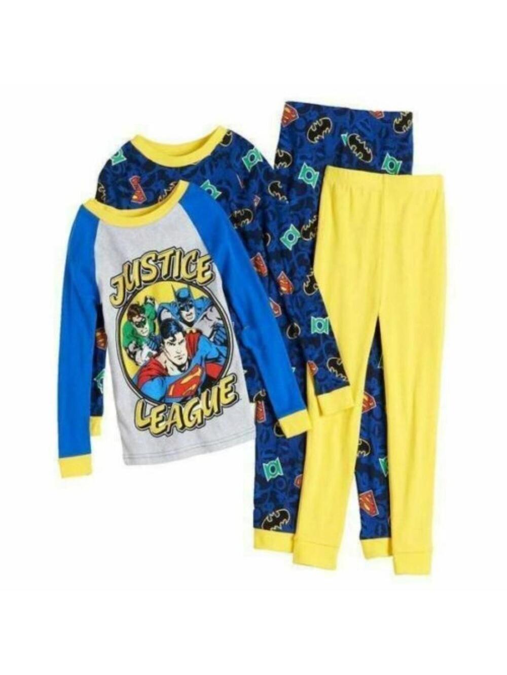 Boys Justice League Pajamas 4 Winter DC Comics Long Sleeve Shirts & Pants